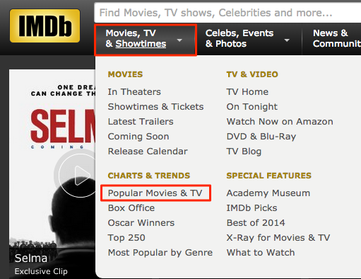 IMDb front page